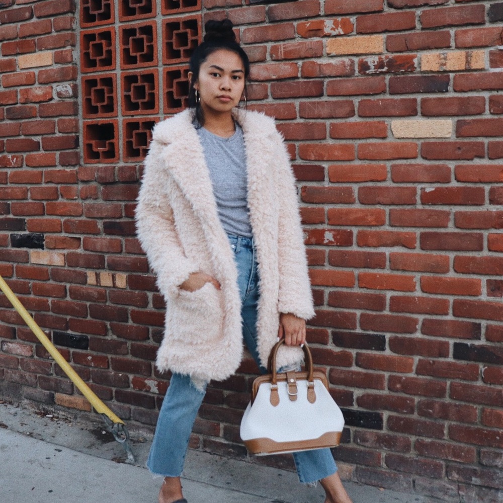 Fur Out Shaggy Faux Fur Coat - Blush - Picture 3 of 5